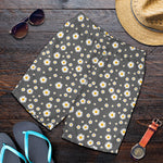 Grey Daisy Floral Pattern Print Men's Shorts