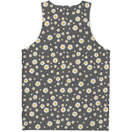 Grey Daisy Floral Pattern Print Men's Tank Top