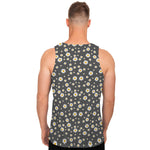 Grey Daisy Floral Pattern Print Men's Tank Top