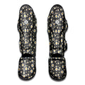 Grey Daisy Floral Pattern Print Muay Thai Shin Guards