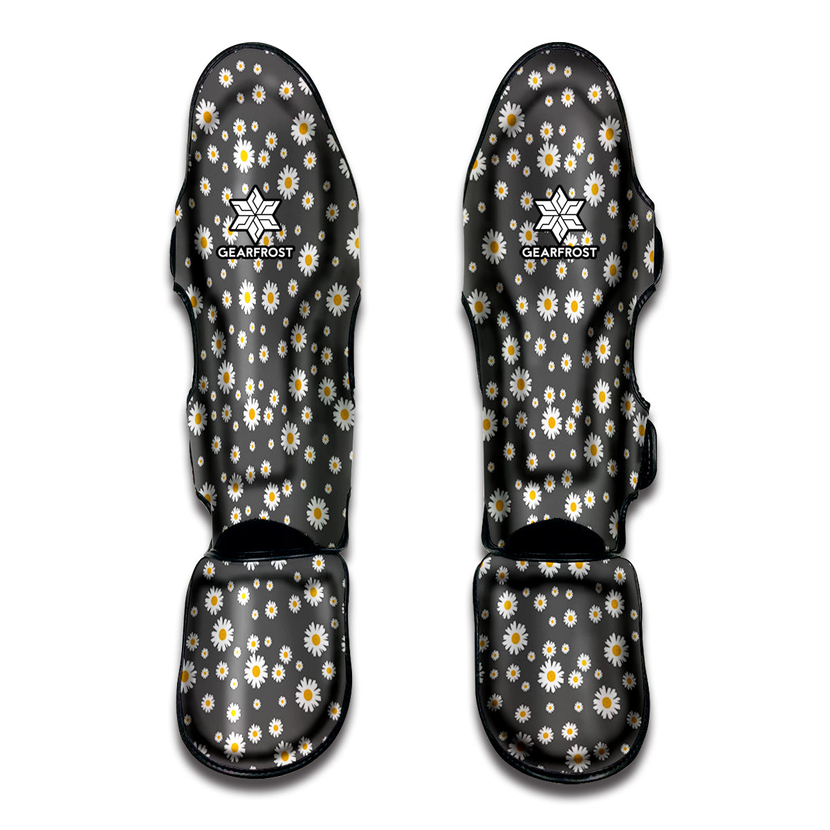 Grey Daisy Floral Pattern Print Muay Thai Shin Guard