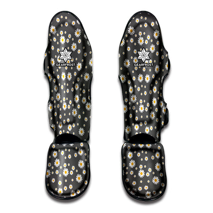 Grey Daisy Floral Pattern Print Muay Thai Shin Guard