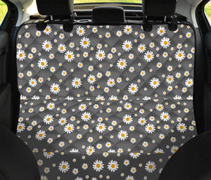 Grey Daisy Floral Pattern Print Pet Car Back Seat Cover