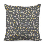Grey Daisy Floral Pattern Print Pillow Cover