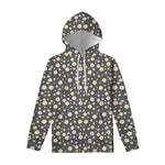 Grey Daisy Floral Pattern Print Pullover Hoodie