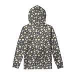 Grey Daisy Floral Pattern Print Pullover Hoodie