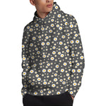 Grey Daisy Floral Pattern Print Pullover Hoodie
