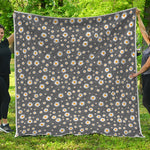 Grey Daisy Floral Pattern Print Quilt