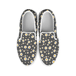 Grey Daisy Floral Pattern Print White Slip On Shoes