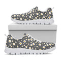 Grey Daisy Floral Pattern Print White Running Shoes