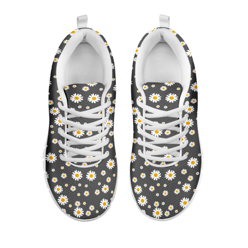 Grey Daisy Floral Pattern Print White Sneakers