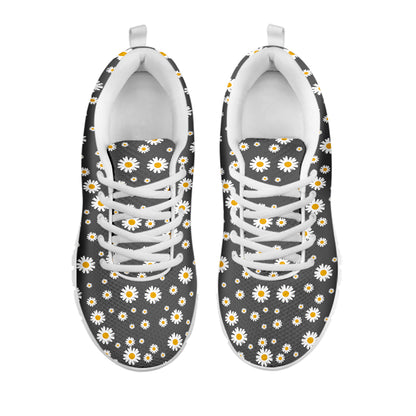 Grey Daisy Floral Pattern Print White Sneakers