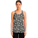 Grey Daisy Floral Pattern Print Women's Racerback Tank Top