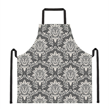 Grey Damask Pattern Print Apron