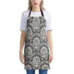 Grey Damask Pattern Print Apron