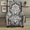 Grey Damask Pattern Print Armchair Protector