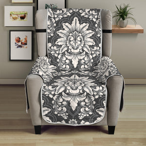 Grey Damask Pattern Print Armchair Protector