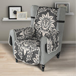 Grey Damask Pattern Print Armchair Protector