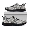 Grey Damask Pattern Print Black Sneakers