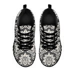 Grey Damask Pattern Print Black Sneakers