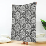 Grey Damask Pattern Print Blanket