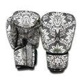Grey Damask Pattern Print Boxing Gloves