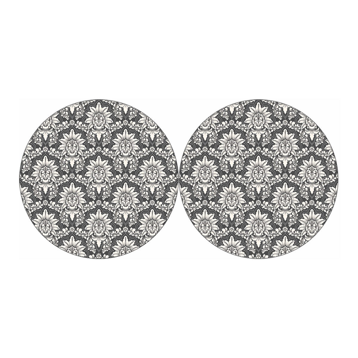 Grey Damask Pattern Print Car Coasters