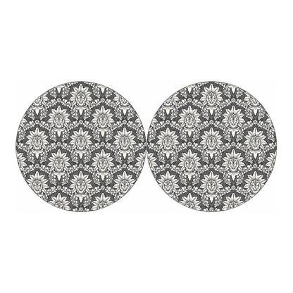 Grey Damask Pattern Print Car Coasters