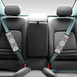 Grey Damask Pattern Print Car Seat Belt Covers