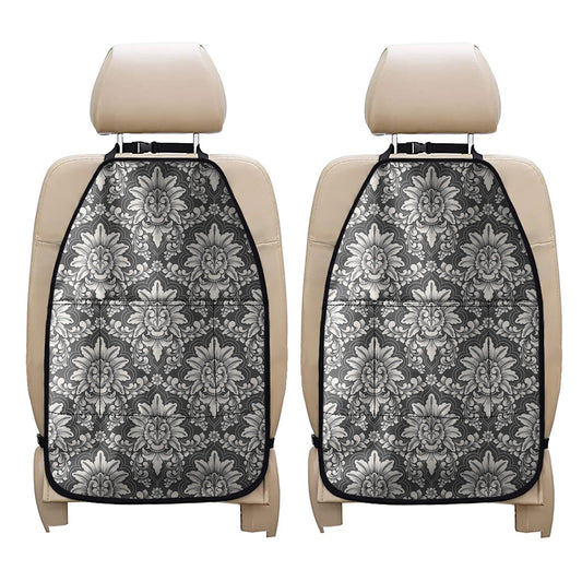Grey Damask Pattern Print Car Seat Organizers