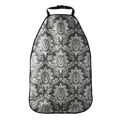 Grey Damask Pattern Print Car Seat Organizers