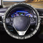 Grey Damask Pattern Print Car Steering Wheel Cover