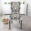 Grey Damask Pattern Print Dining Chair Slipcover