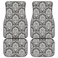Grey Damask Pattern Print Front and Back Car Floor Mats