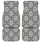 Grey Damask Pattern Print Front and Back Car Floor Mats