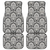 Grey Damask Pattern Print Front and Back Car Floor Mats