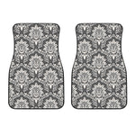 Grey Damask Pattern Print Front Car Floor Mats