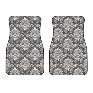 Grey Damask Pattern Print Front Car Floor Mats