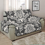 Grey Damask Pattern Print Half Sofa Protector