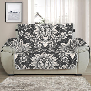 Grey Damask Pattern Print Half Sofa Protector