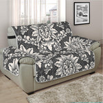 Grey Damask Pattern Print Half Sofa Protector