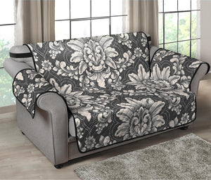 Grey Damask Pattern Print Loveseat Protector