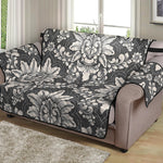 Grey Damask Pattern Print Loveseat Protector