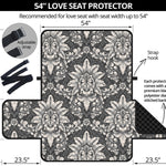 Grey Damask Pattern Print Loveseat Protector