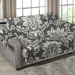 Grey Damask Pattern Print Loveseat Protector