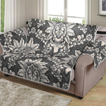 Grey Damask Pattern Print Loveseat Protector