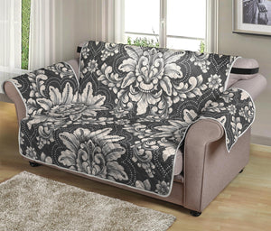 Grey Damask Pattern Print Loveseat Protector