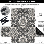 Grey Damask Pattern Print Loveseat Protector