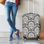 Grey Damask Pattern Print Luggage Cover