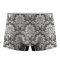 Grey Damask Pattern Print Men's Boxer Briefs